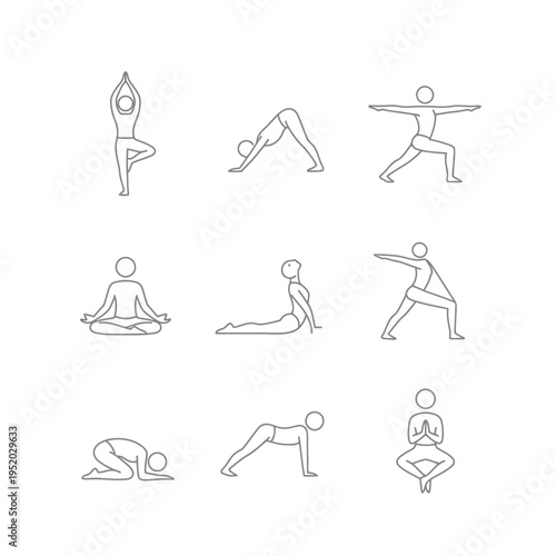 Collection of Yoga Poses Line Art Illustrations 1.