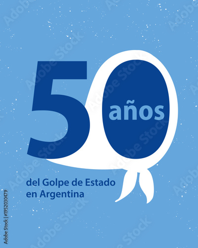 50 años del golpe civico militar en Argentina poster con pañuelo blanco