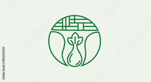 A serene illustration of green logo on a light background