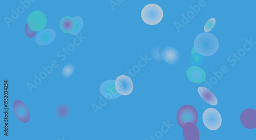 Colorful abstract bubbles floating in a bright blue sky background design