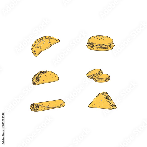 Eat What You Want Day meme doodle elements set isolated