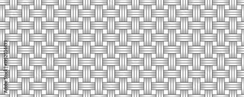 Seamless geometric pattern featuring detailed black and white woven wicker texture