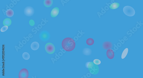 Abstract colorful bubbles floating in soft blue gradient background design