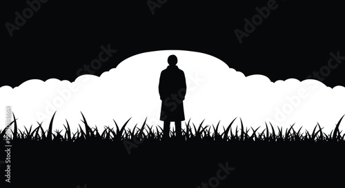 Silhouette of a person standing in front of a full moon
