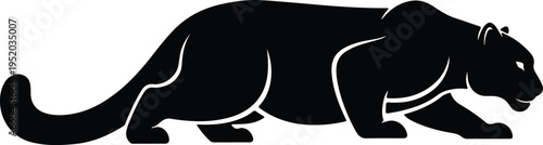 Silhouette of a powerful black panther stalking in crouched position vector design