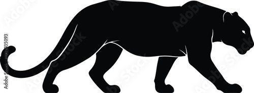 Silhouette powerful black panther walking predatory animal wild cat vector design