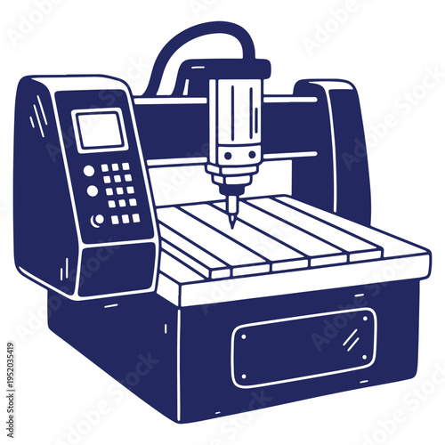 CNC milling machine illustration for manufacturing and precision engineering a digital fabrication process showcasing automated industrial equipment and advanced technology