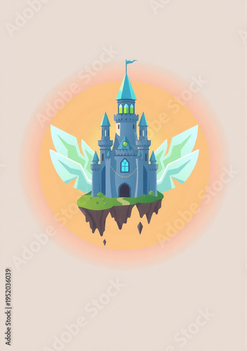 Ornate crystal blossom fortress floating in a vibrant atmosphere