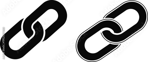 Two black chain link silhouettes on a white background silhouette
