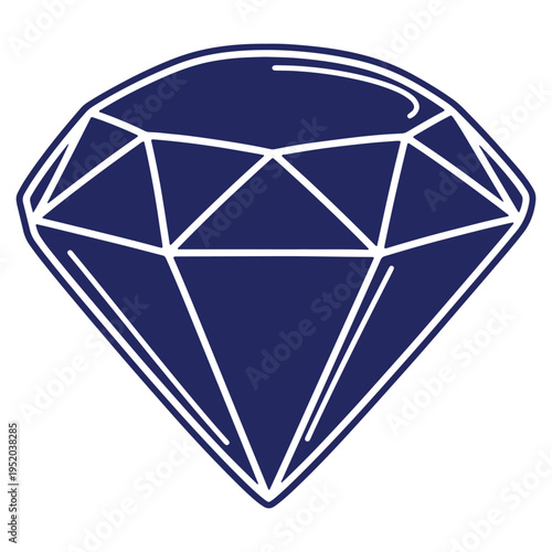 Isolated Blue Diamond Illustration for Jewelry and Investment Concepts with Clean Lines and a Minimalist Design