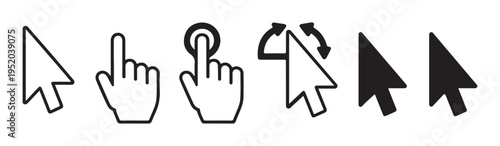 Mouse pointer icon set. web cursors. modern simple flat vector illustration. collection of click symbols