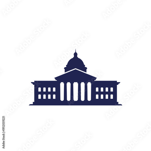 Elegant neoclassical government building facade icon, symbolizing democracy, justice, and official state institutions