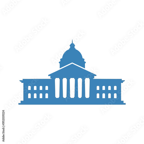 Clean vector icon of a stately government building, symbolizing law, governance, and democratic processes, ideal for civic, political, and public service designs