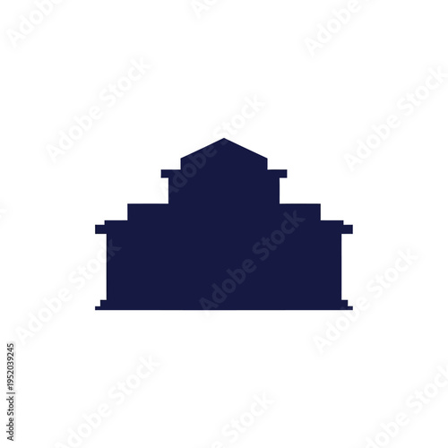 Minimalist silhouette icon of a classical building, perfect for symbolizing governmental structures, justice systems, educational institutions, or corporate headquarters in a clean, modern design