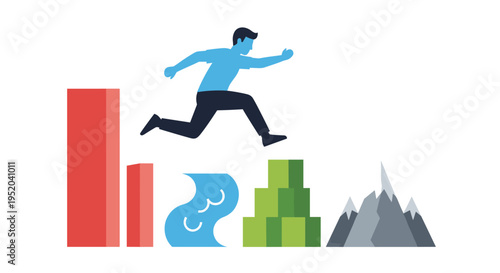 Illustration of a person falling from an elevated platform into a red obstacle