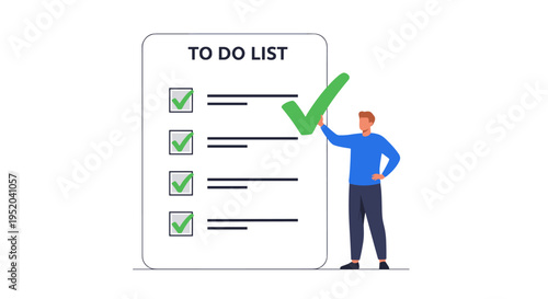 Man Complete To Do List Task Management Productivity Achievement