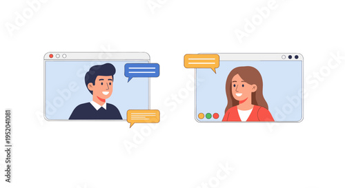 People on Video Call on Smartphone Online Communication Chatting and Messaging App