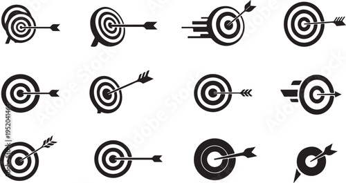 Black and white target icons with arrows on them
