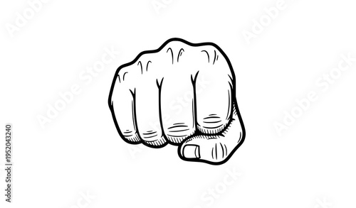 Punch fist doodle sketch hand power symbol vector