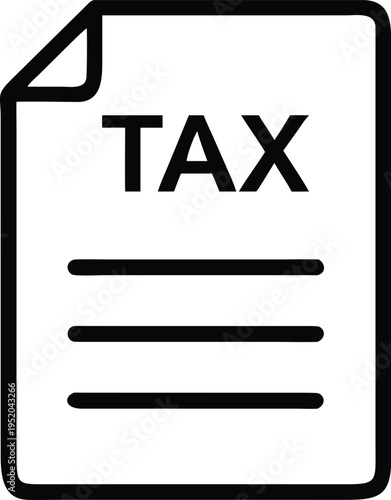 Tax document icon with lines on white background paper form