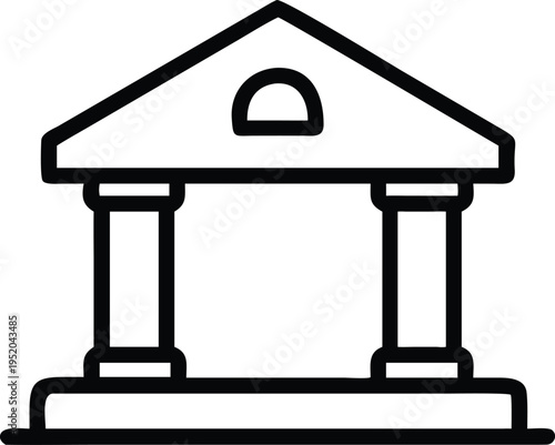 Canvastavla Bank Building Icon With Columns On White Background drawn pediment