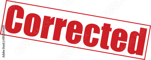 Red stamp with the word corrected