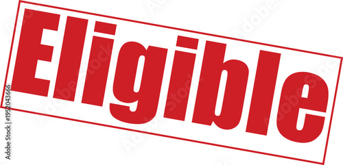 Red eligible stamp or sticker with bold text