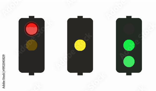 Traffic light signal states red yellow green transportation vector set