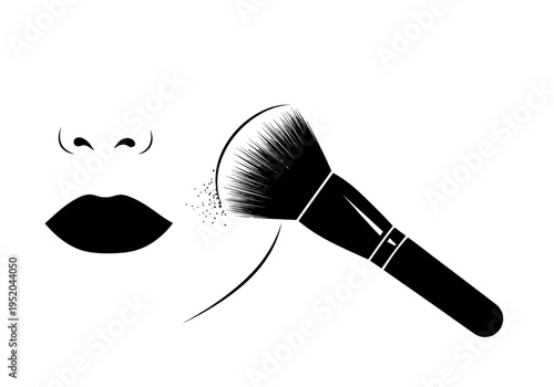 Elegant makeup brush and bold eyeliner design for beauty enthusiasts