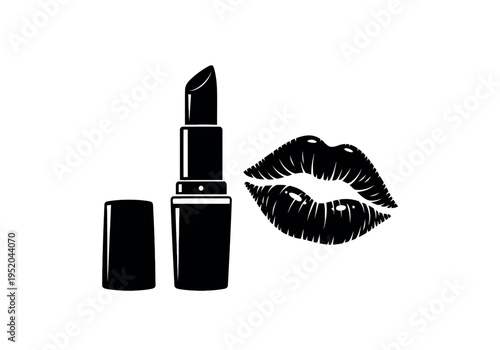 Elegant black lipstick and close-up of stylish lips