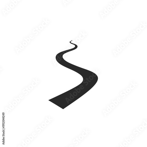 Minimalist Winding Road Path Icon Symbolizing Direction and Future Journey. Simple Abstract Design Representing Progress and Navigational Route Concept