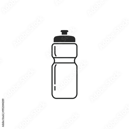 A simple black and white outline illustration of a water bottle, perfect for fitness and hydration