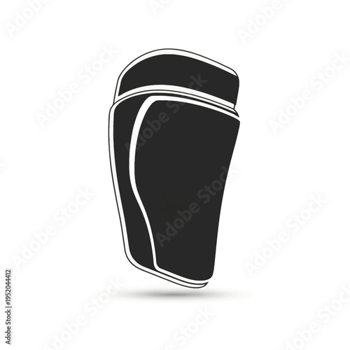 Clean monochrome vector illustration of a protective shin guard, symbolizing essential safety equipment for athletes in various contact sports and physical activities
