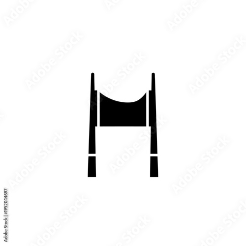 Clean black vector icon depicting a finish line gate or a start marker, ideal for representing competitive sports, racing events, and achievement goals in various design projects