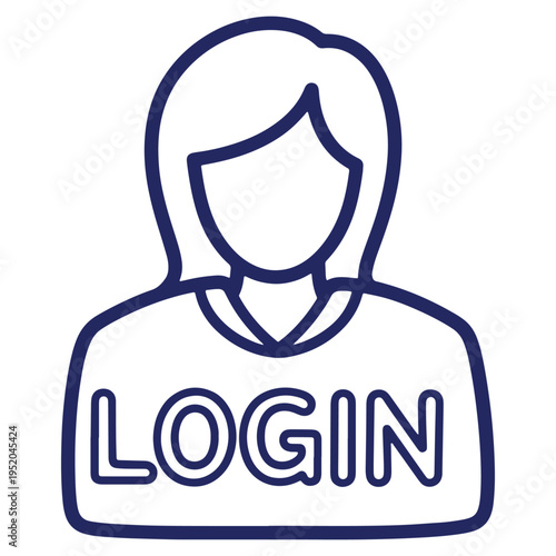 Woman Avatar Icon with Login Text for Website Security and Access Management for a Safe User Experience