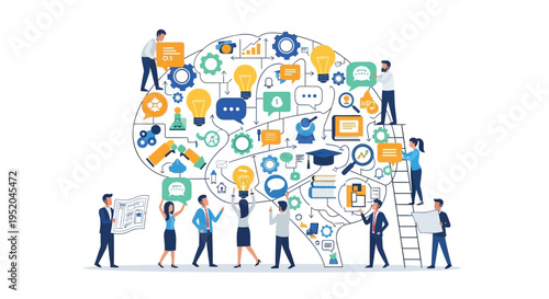 Set of business people brainstorming vector illustration