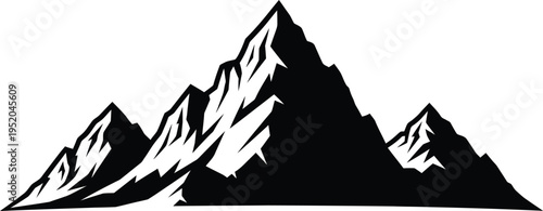 Mountain range silhouette with snowy peaks and slopes