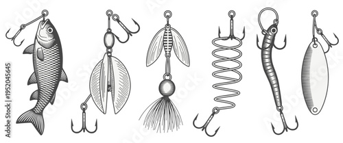 Assortment of Vintage Fishing Lures bait hook