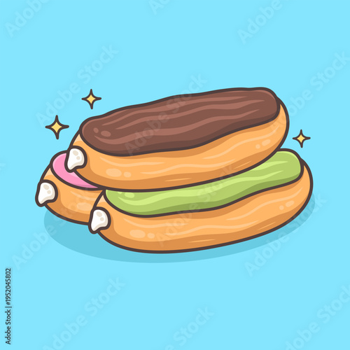 Three Eclairs Illustration for icon, sticker and other uses.