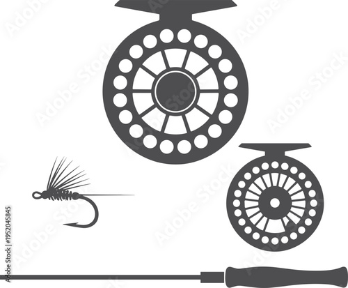 Fishing Reel and Fly Silhouette equipment