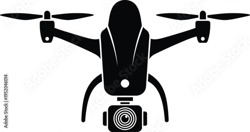 Silhouette of a modern drone with camera