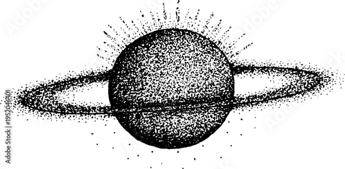 Astrological constellation chart in black and white with stippling technique for vintage design