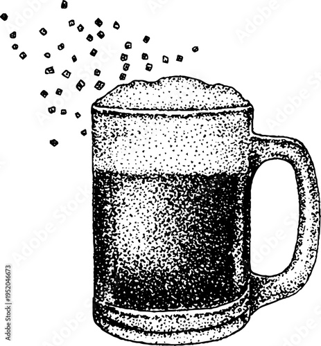 Celestial night beer mug design with starry constellation pattern in black and white