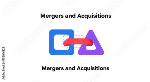 Mergers and Acquisitions business concept with abstract geometric shapes.