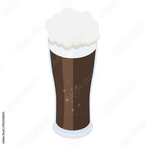 3D Isometric Flat Vector Illustration of Types Of Beer, Beverages in Recommended Glasses. Item 11
