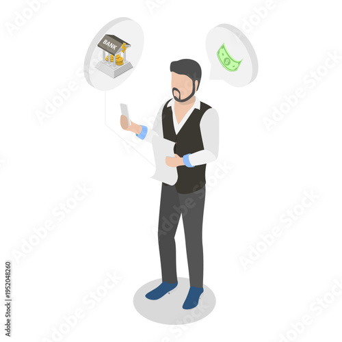3D Isometric Flat Vector Illustration of Fine or Offence Payment, Penalty. Item 1