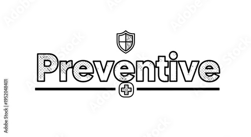"Preventive" wordmark logo with shield and medical cross icon in outline style.