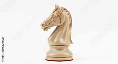 Elegant white chess knight figurine standing ready on a clean background, representing intellect and classic game strategy