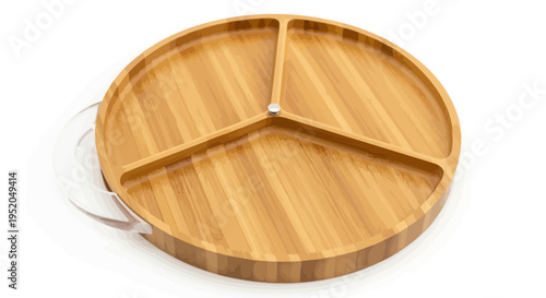 Stylish Bamboo Divided Serving Tray with Three Compartments and Clear Handle, Perfect for Modern Appetizer Presentation and Entertaining