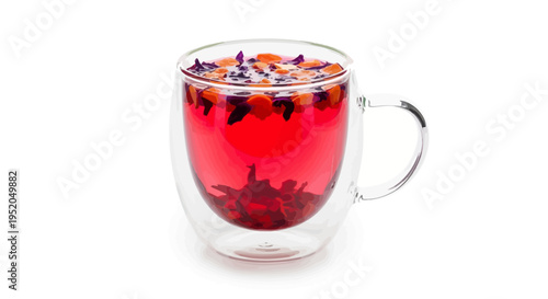 Cup of tea cup of coffee and glass of red wine on white background